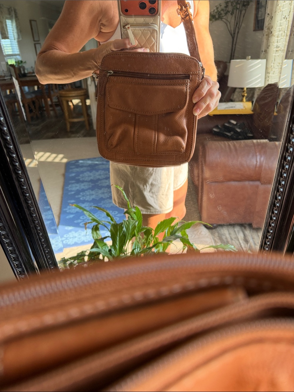 Fossil Tan Leather Crossbody Bag